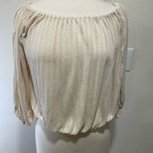 Free People Cream Textured Blouse